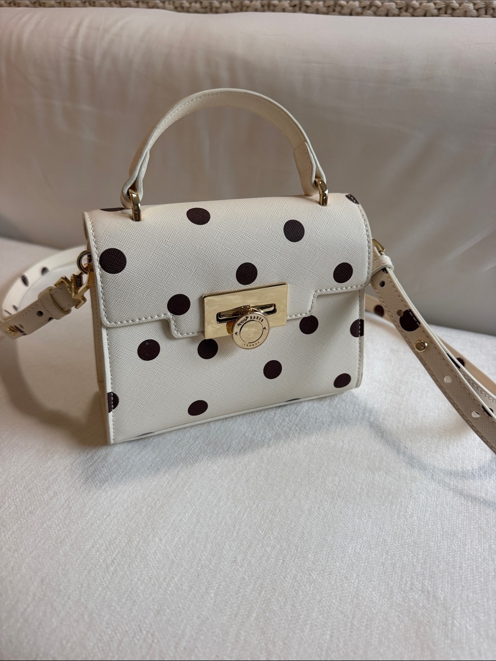 Ted Baker London Cream Polka Dot Top-Handle Crossbody Bag